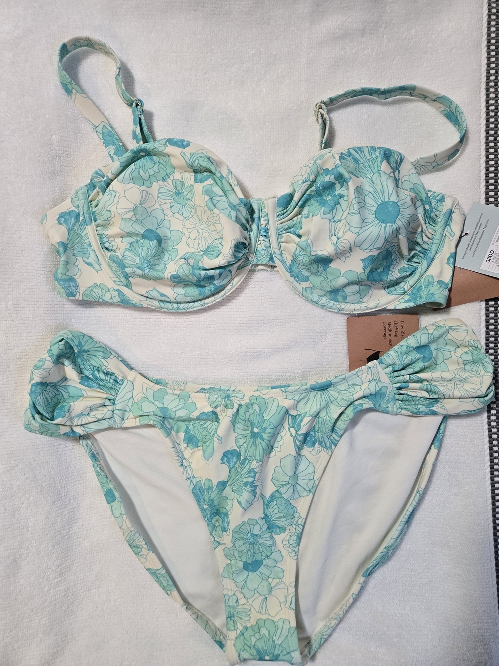 Nwt Sand & Shore Two Piece Bathing Suit Large 38dd Floral